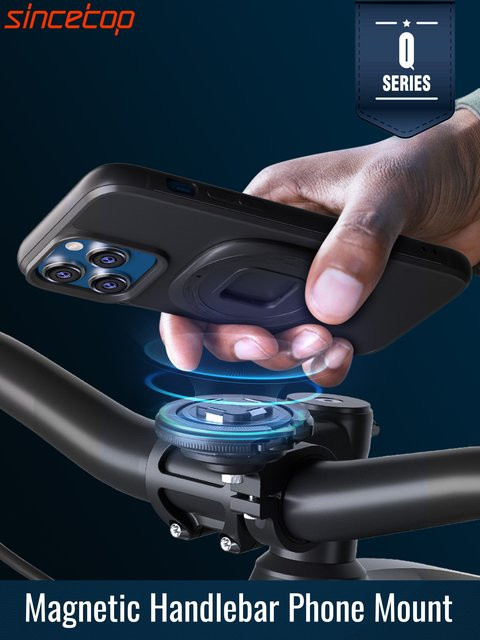 Sincetop Magnetischer Fahrrad-Telefonhalter für Motorrad und Mountainbike in Schwarz - Bild 1