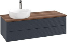 V&B Antao Waschtischunterschrank mit Frontstruktur und LED-Beleuchtung, Wandmontage, Blau/Weiß, B: 120 cm, T: 50 cm, H: 36 cm - Bild 1