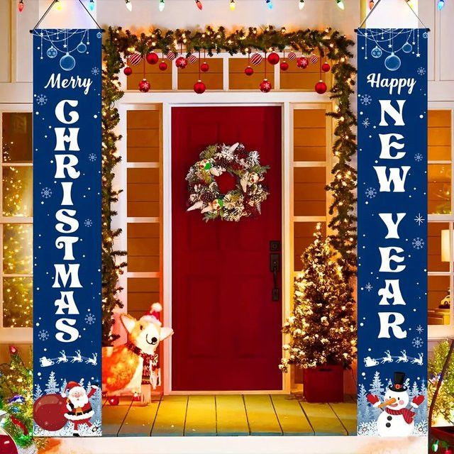VIKAMA Weihnachts- und Neujahrsbanner als dekorative Couplets für Veranda und Außenterrasse - Bild 1