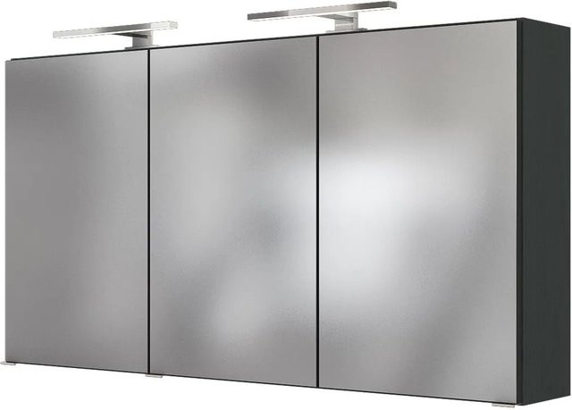 Held Möbel 3D-Spiegelschrank Verona in Graphitgrau mit LED-Beleuchtung und Steckdose, Breite: 120 cm - Bild 1