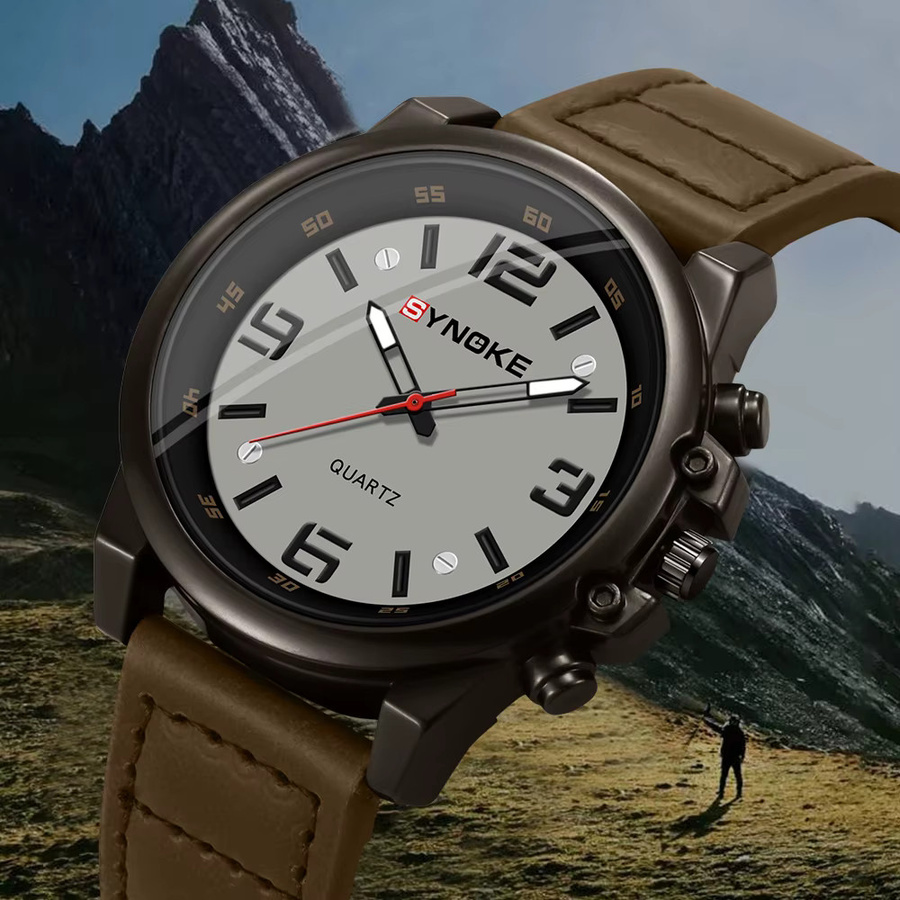 SYNOKE Armbanduhr, Quarz, Leder, Schwarz, Herren - Bild 2