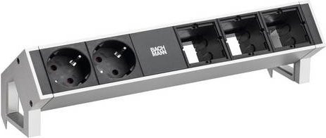 Bachmann DESK2 Steckdosenleiste Inox mit 2x Schutzkontakt und 3x ABD GST18 in Silber/Aluminium - Bild 1