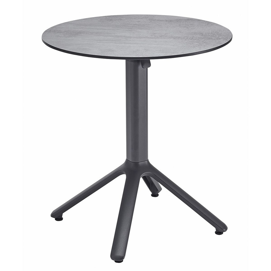 Solpuri Sitzgruppe aus 2 PIA Stapelsesseln und MILANO BISTRO Klapptisch in Anthrazit mit Aluminiumgestell und HPL Volcano Tischplatte, Durchmesser: 68 cm - Bild 2