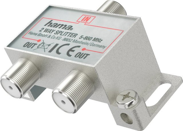 Hama 2-fach Antennen-Breitband-Kabelverteiler in Silber - Bild 1