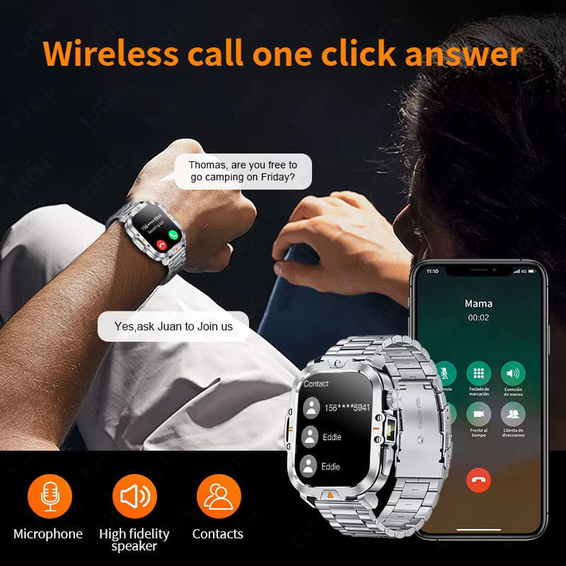 FOXBOX Smartwatch in Silber mit Bluetooth-Gesprächsfunktion, Gesundheits- und Schlafüberwachung sowie LED-Taschenlampe für Damen und Herren - Bild 5
