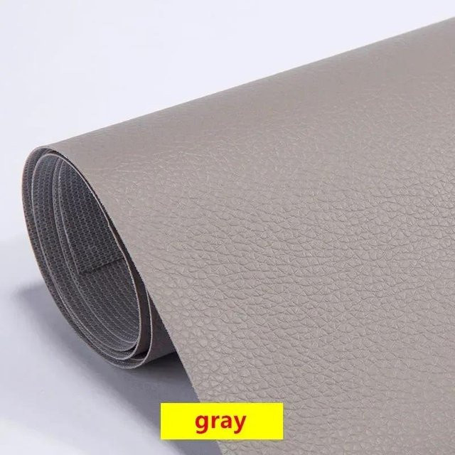 Selbstklebendes Leder-Reparaturpflaster aus PU für Sofa, Autositz und Möbel, Farbe: Grau, B/H: 300 x 200 cm - Bild 1