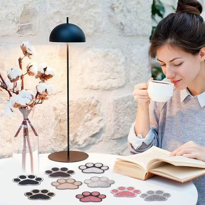 10-teiliges DIY-Diamant-Malerei-Kunstset mit Katzenpfotenmuster als Untersetzer, mehrfarbiges Mosaik-Handwerk aus Kunststoff in unregelmäßiger Form - Bild 3