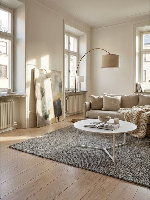 KADIMA DESIGN Couchtisch modern rund in Weiß Matt aus MDF und Metall, Durchmesser: 80 cm, Höhe: 33 cm - Bild 1