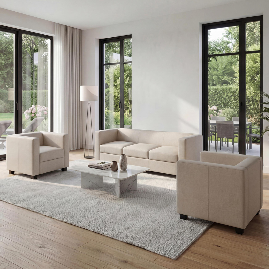 MCW Wohnlandschaft Lille 3-1-1 aus Kunstleder in Creme - Bild 1