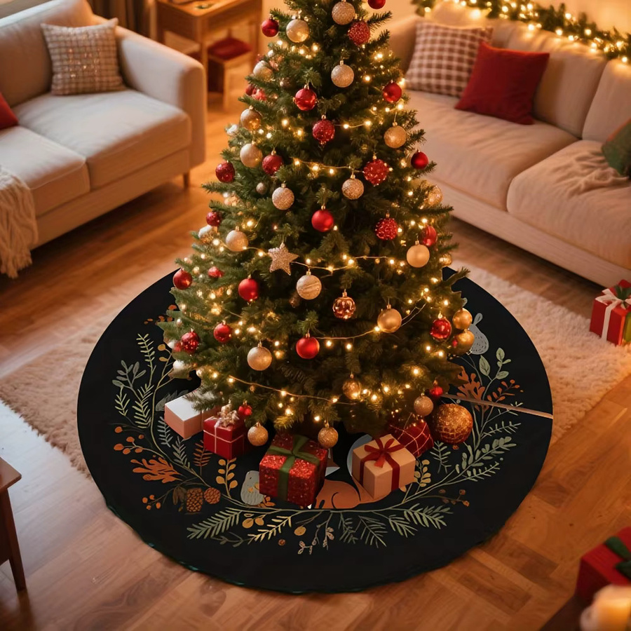 VIKAMA Weihnachtsbaum Kleid mit floralem Muster in Schwarz zur Dekoration deines Weihnachtsbaums - Bild 4