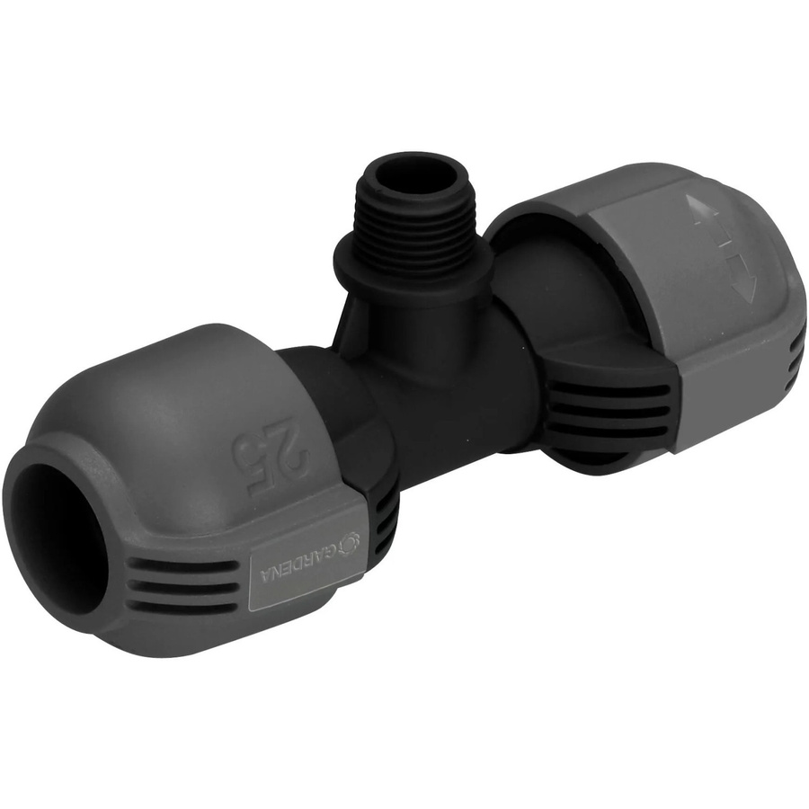 Gardena T-Stück für Sprinklersysteme mit 25 mm Anschluss und 1/2 Zoll Außengewinde in Grau - Bild 2