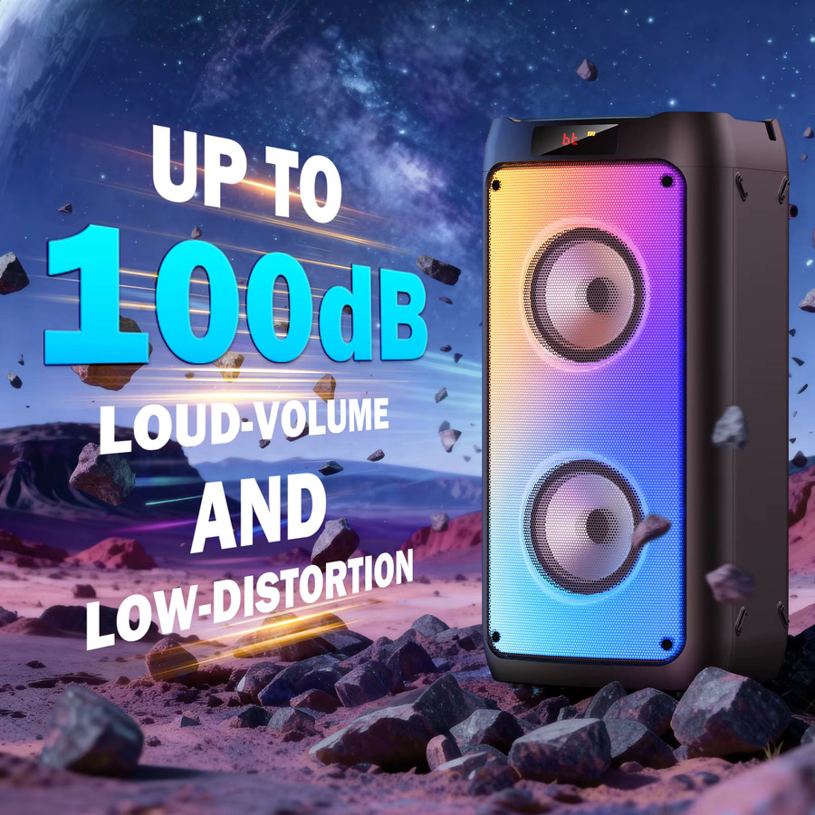 FanFun Kabelloser Bluetooth-Lautsprecher als Karaoke-Maschine mit 2 Mikrofonen und LED-Licht für deine Party zu Hause - Bild 6