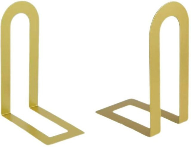 Hushwlu Set aus 2 Stück L-förmige Buchstützen aus Metall in Gold - Bild 1