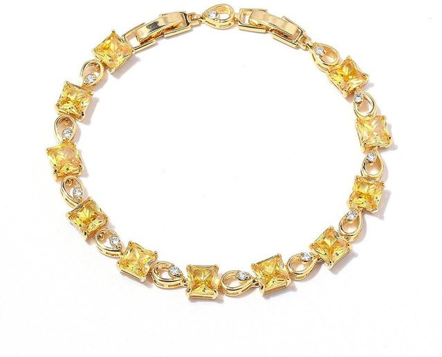 YIRAN Armband, quadratischer Zirkon, Smaragd, Damen, 17,5 + 3 cm - Bild 1