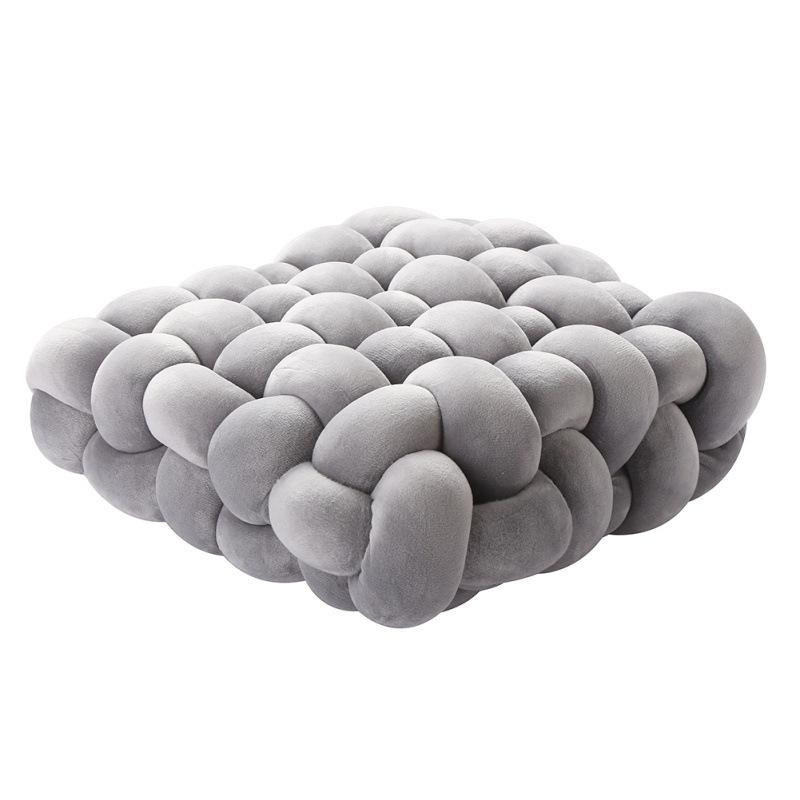 Yiran Furniture Knoten Kissen aus weichem Plüsch, quadratisch, grau, B/T/H: 30 x 30 x 12 cm - Bild 2