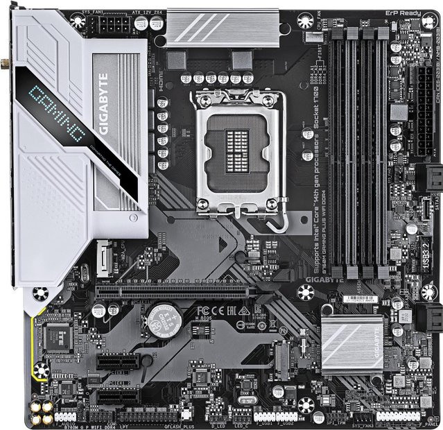 Gigabyte B760M GAMING PLUS WIFI DDR4 Mainboard mit LGA1700-Sockel, Micro ATX, Wi-Fi 6 und Bluetooth in Schwarz/Silber - Bild 2