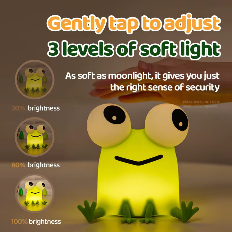 GGBEE Silikon LED Tischlampe Frosch Wiederaufladbares Nachtlicht in Grün für Kinder und Babyzimmer - Bild 2