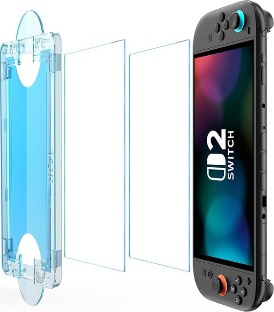 Techsuit SwitchAura Displayschutzfolie aus gehärtetem Glas mit Applikator für Nintendo Switch 2, 2er Set, transparent - Bild 1