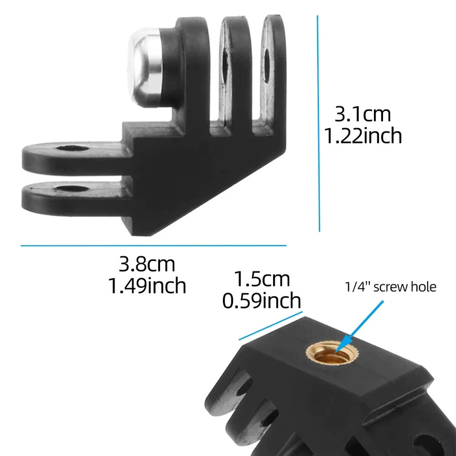 EXSKOF 90 Grad Vertikaler Adapter Stativhalterung für GoPro Hero, Insta360, SJCAM, AKASO und DJI OSMO Action-Kameras, Schwarz - Bild 5