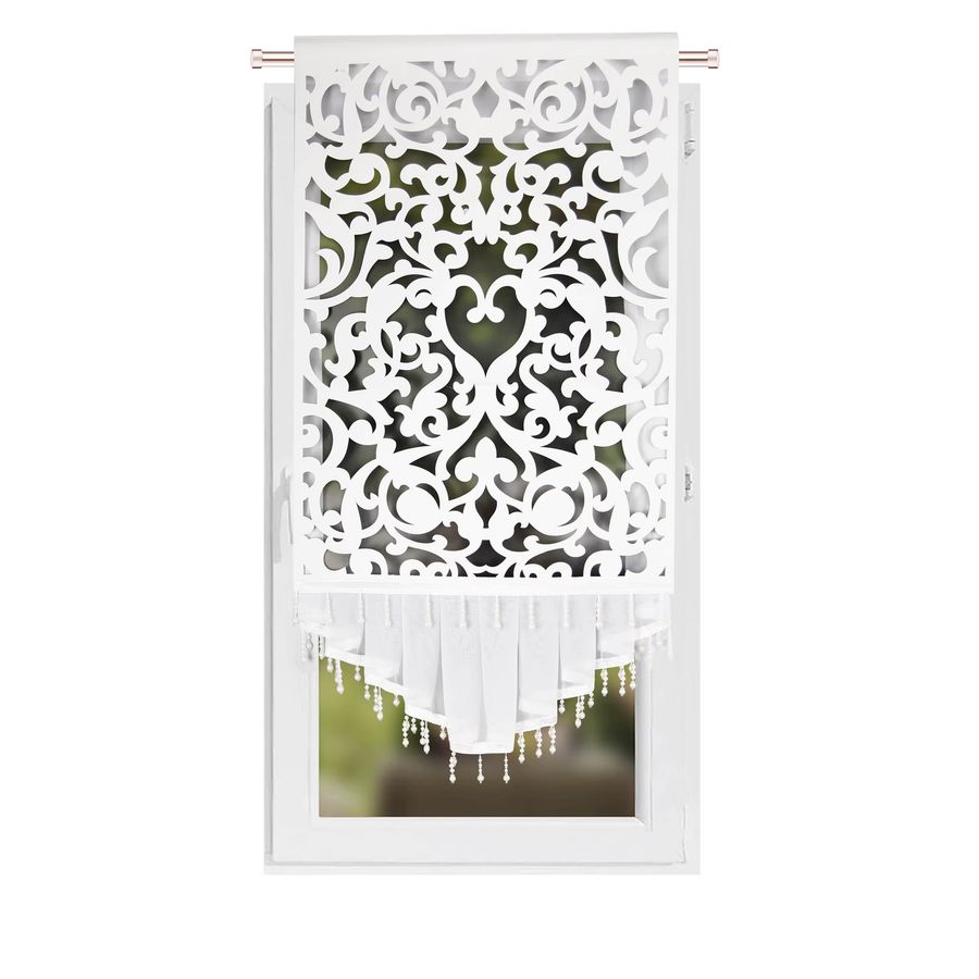 FLYINGCURTAINS Dekorativer Vorhang in Weiß mit Kristallperlen und ausgehöhltem Design, B: 70 cm, H: 140 cm - Bild 3