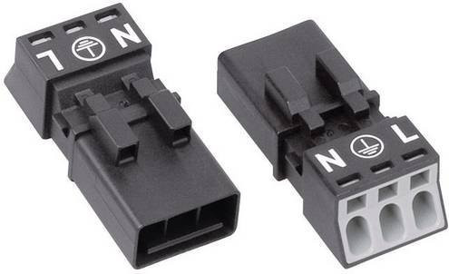 WAGO 890-213 WINSTA MINI Netz-Steckverbinder Stecker gerade, 2 + PE, 16A, Schwarz - Bild 1