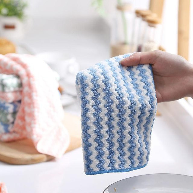 10 Stück Saugfähige Korallenvlies Küchenputzlappen von Yiran Furniture in Blau - Bild 1