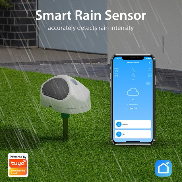 Tuya WiFi-Regensensor in Weiß zur Erkennung der Regenlänge für die Smart Life App-Steuerung und Hausautomation - Bild 1