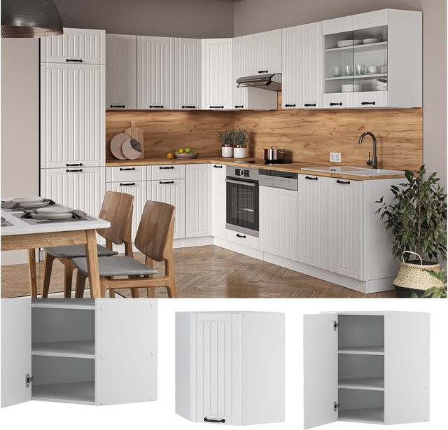 Vicco Eckhängeschrank Fame-Line Küchenschrank in Weiß im Landhausstil, Breite: 57 cm, Höhe: 72 cm, Tiefe: 52 cm - Bild 1