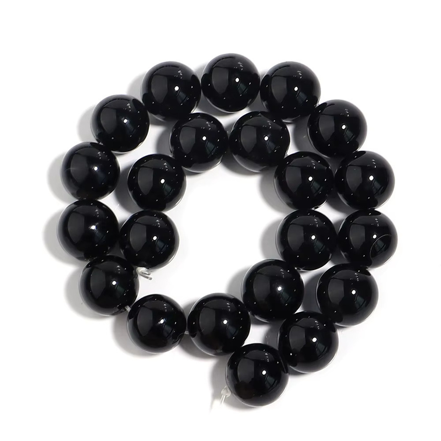 Strang Schwarz Onyx Naturstein Perlen, Runde Perlen, Unisex - Bild 5