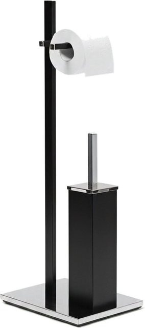 Relaxdays WC-Garnitur aus Stahl in Schwarz Matt, B/T/H: 21,5 x 27,5 x 73 cm - Bild 1