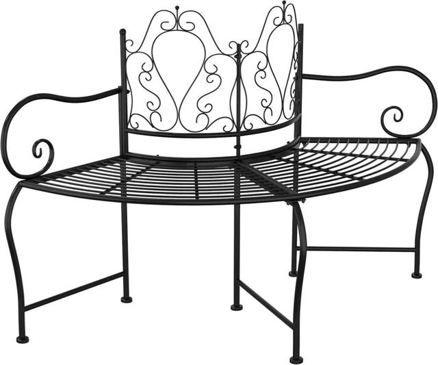 vidaXL Baumbank aus Stahl in Schwarz für Garten und Outdoor-Bereich, Breite: 150 cm - Bild 1