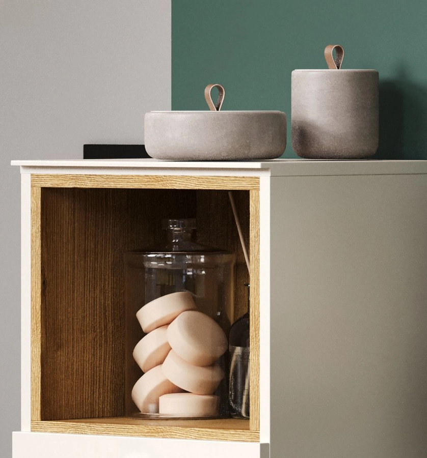 Badezimmer Kommode Jardins von TOP.FURN in Kaschmir Sand und Eiche, B/T/H: 40 x 40 x 95 cm - Bild 3