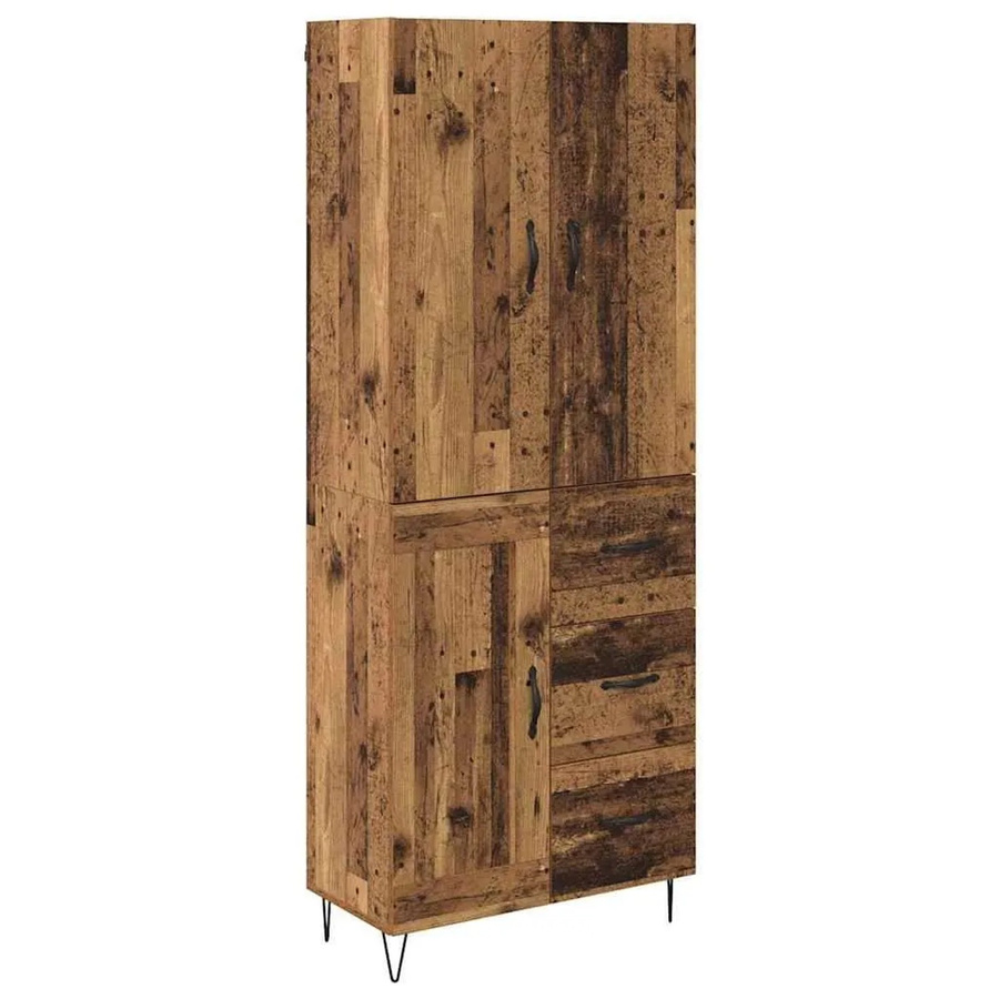 vidaXL Highboard 2-teilig aus Altholz und Glas in Braun mit Schubladen und Glastüren - Bild 2