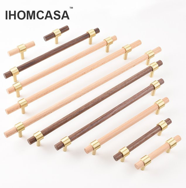 ihomcasa Möbelknöpfe aus Holz und Messing in Schwarz, Gold und Braun - Bild 1