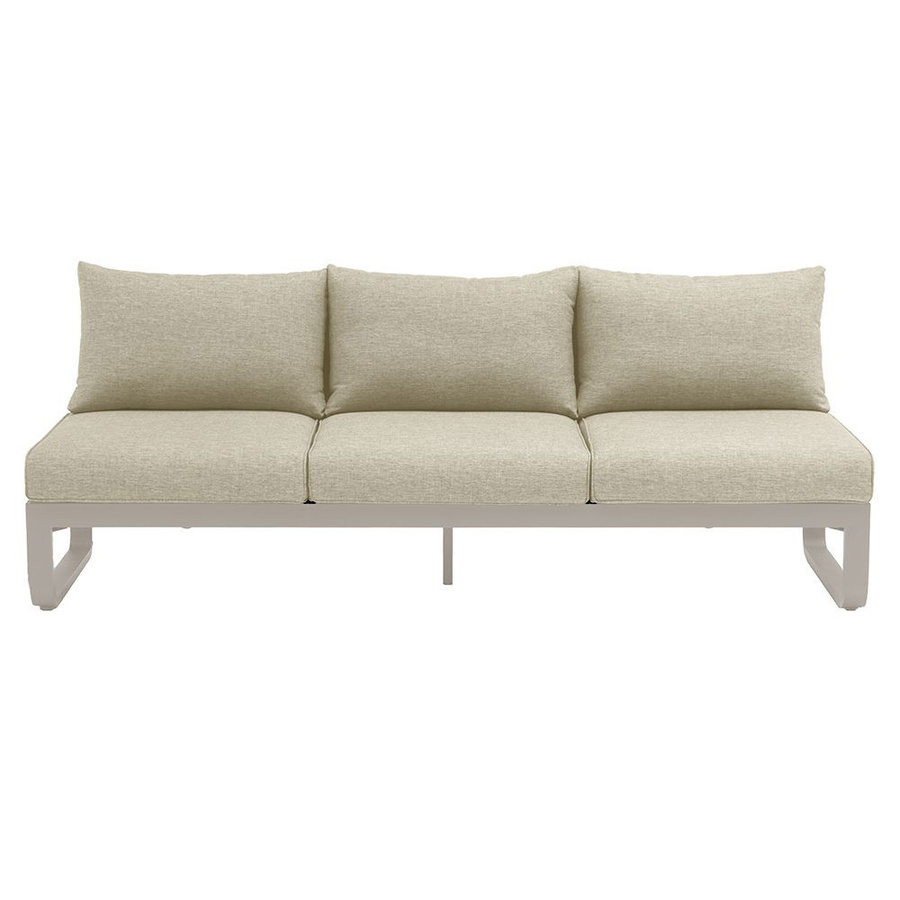 Zebra Fly Loungeset 4-teilig in Beige mit 3-Sitzer Sofa, Tisch, Hocker und Polsterkissen aus Aluminium und Teak - Bild 2