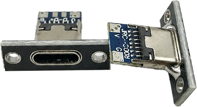 KAFNHCKA USB-C Datenladeanschluss USB 3.1 Steckverbinder mit Schraubplatte in Silber - Bild 1