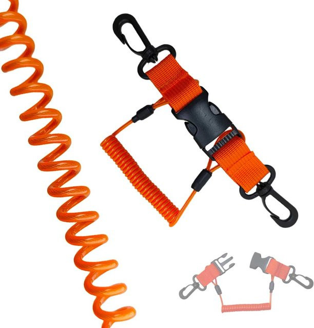 Unterwasserkamera Anti-Lost Coiled Tether Lanyard mit Schnellverschluss für Tauchen und Schnorcheln in Schwarz und Orange - Bild 1