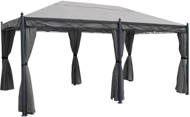 BERLINLODGE Pergola Cadiz Garten Pavillon Grau mit Seitenwand und Moskitonetz, H x B x T: 276 x 300 x 500 cm - Bild 1