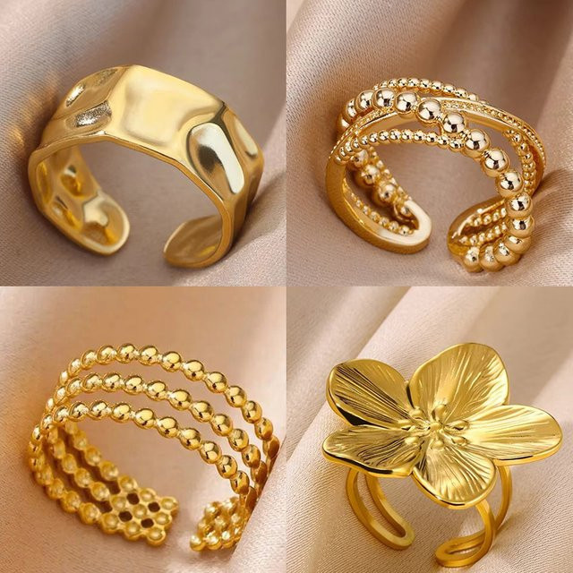 ICFTZWE Ring Edelstahl, Gold, Perle, Damen - Bild 1
