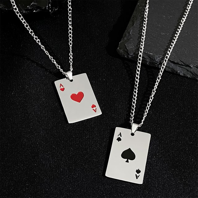 ZRM Halskette Poker Karte Anhänger, Silber, Unisex, Punk - Bild 1