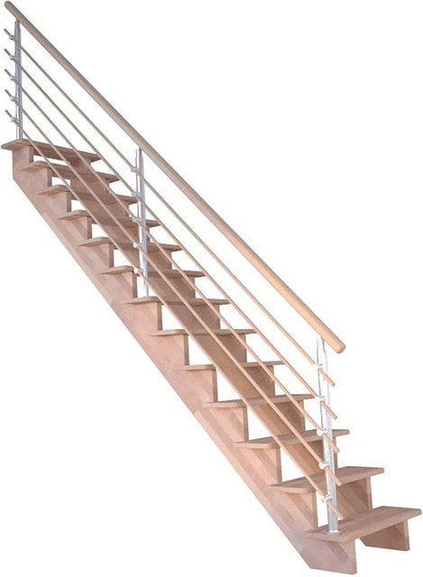 StarWood Treppe Lindos Pro Gerade aus Buche in Braun mit Design-Geländer-Holzstäben - Bild 1