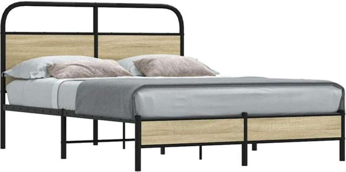 Vidaxl Bettgestell aus Holzwerkstoff und Stahl in Braun, B/T/H: 140 x 190 cm - Bild 1