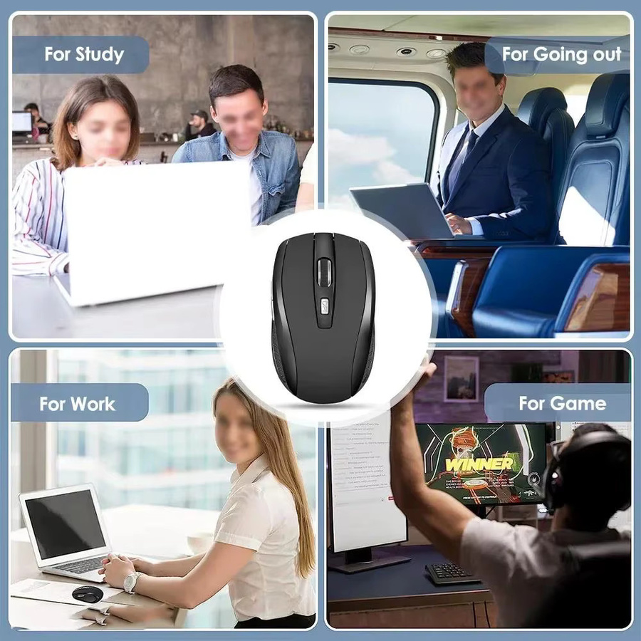 KAFNHCKA Kabellose Bluetooth-Maus in Blau, 3-stufig verstellbare optische Maus mit USB-Empfänger und geräuschloser Funktion für Laptop und Computer - Bild 6