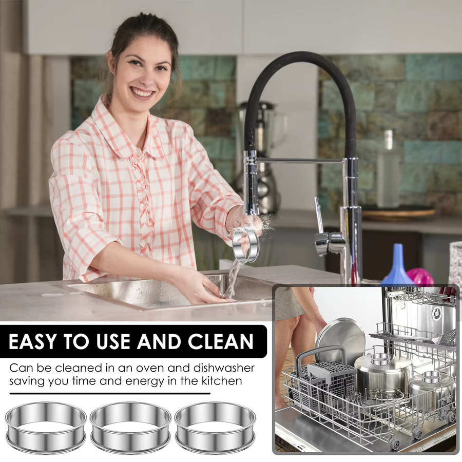 Willstar 12er Set Englische Muffinringe aus Edelstahl in Silber, Antihaftbeschichtete Crumpet-Ringe, Durchmesser: 8,0 cm, Höhe: 2,5 cm - Bild 3