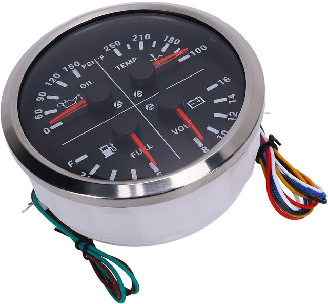 4 in 1 Multifunktionsanzeige DC 12V-16V für Öldruck, Kraftstoffstand und Wassertemperatur, 110mm, Grau - Bild 1