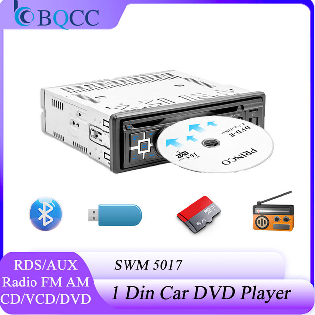 BQCC 1DIN Autoradio mit Bluetooth, CD/VCD/DVD-Player, USB, TF, AUX und AI Voice Steuerung inklusive RCA Video- und Audioausgang sowie RDS für Universal-Fahrzeuge - Bild 1