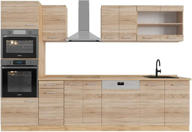 Vicco R-Line Küchenzeile Sonoma Eiche mit Hochschrank Breite: 300 cm - Bild 1