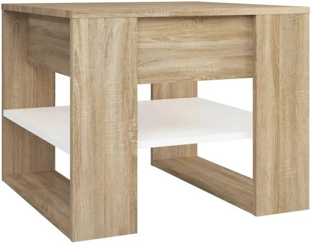 vidaXL Couchtisch in Weiß Sonoma-Eiche aus Holzwerkstoff, B/T/H: 55,5 x 55,5 x 45 cm - Bild 1