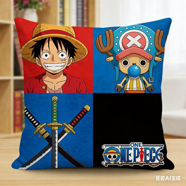 Bandai One Piece Kissenbezug mit Luffy und Chopper Motiv in Multicolour für deine Anime-Heimdekoration - Bild 1