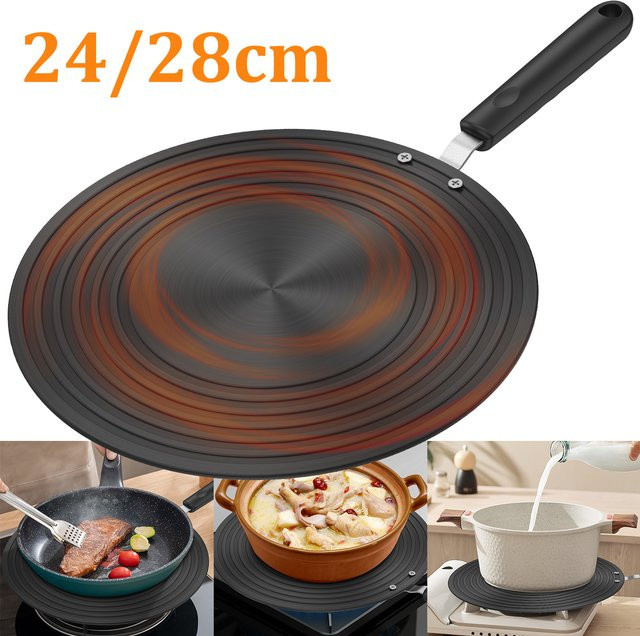 Willstar Induktionsadapterplatte aus Aluminiumlegierung, runde Wärmeverteilerplatte mit Griff in Schwarz, Durchmesser: 28,0 cm - Bild 1